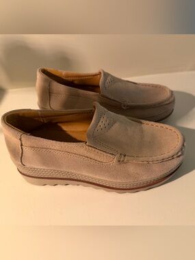 Women's Suede Slip-On Loafers in Beige